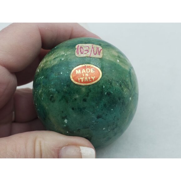 Polished Marble Stone Eggs Green White Made In Italy Set of 2 - Picture 3 of 3